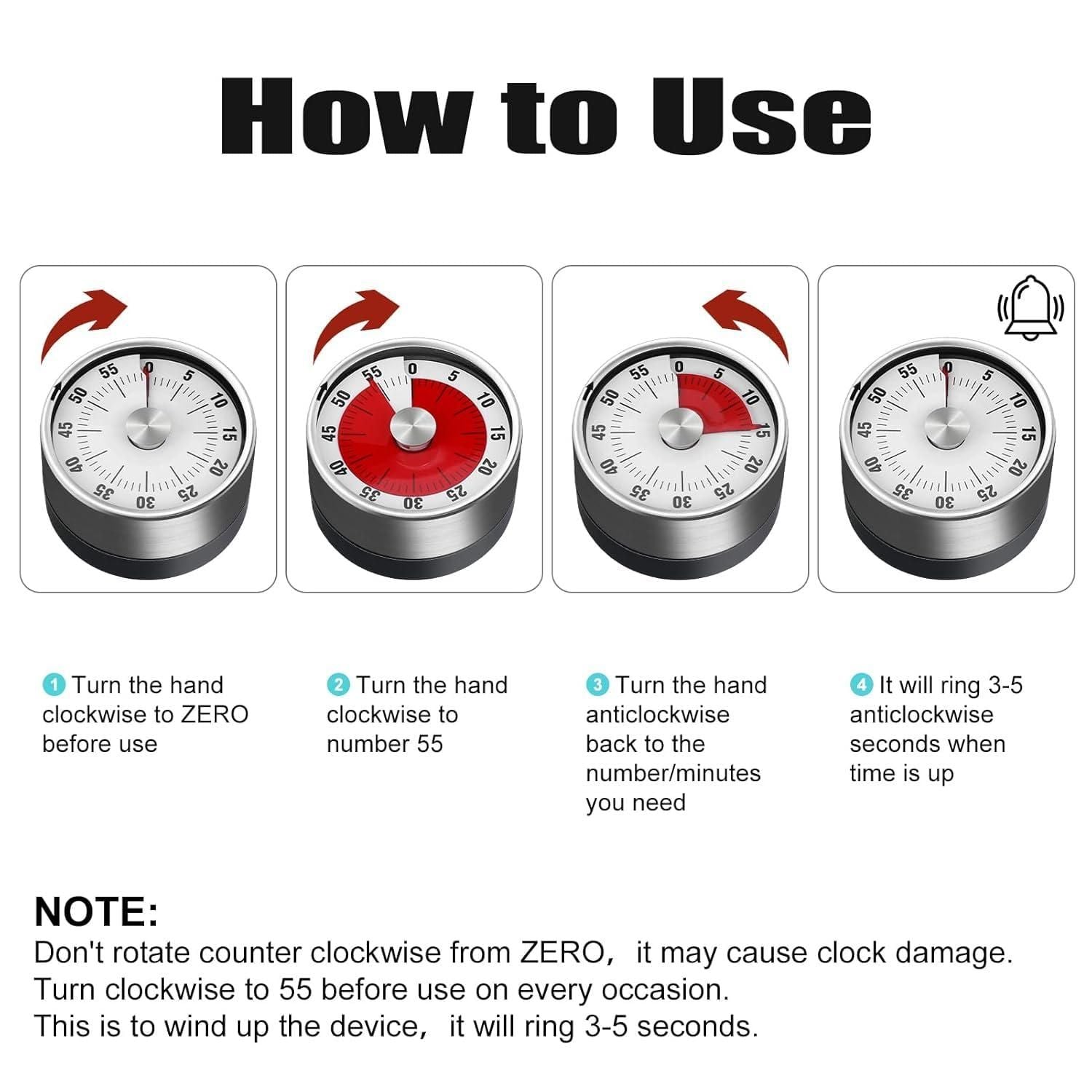 60-Minute Magnetic Timer with Loud Alarm